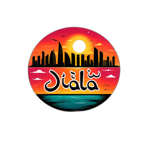 Doha Güneş Batımı Manzaralı Sticker