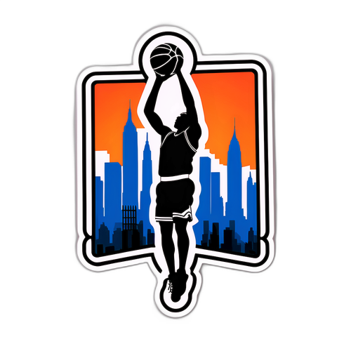 Sticker ng Nets na may Siluyet ng Manlalaro na Nagsasagawa ng Dunk