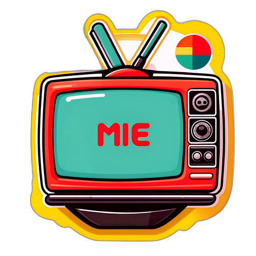 Sticker del logo 'Mi Telefe' con televisor vintage