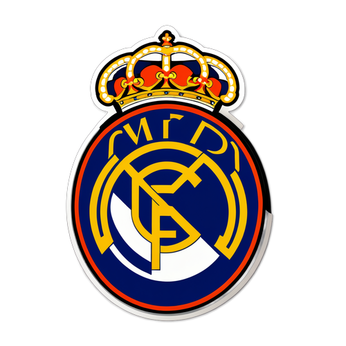 Stiker Logo Real Madrid dengan Teks 'Madrid vs Girona'