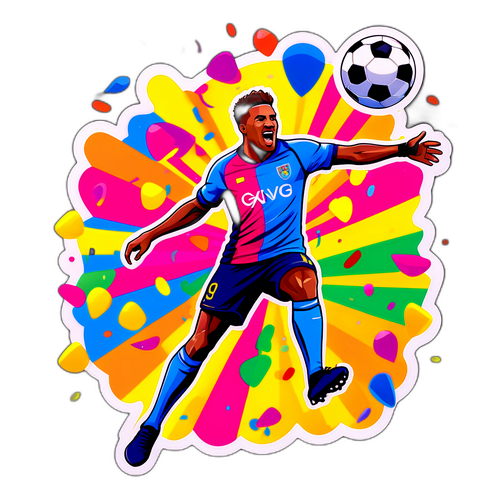 Jucător de fotbal în mijlocul unei lovituri de celebrare