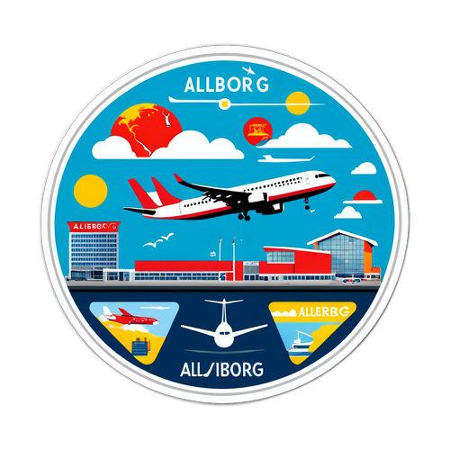 Sticker med Aalborg Lufthavns Vigtigste Destinationer