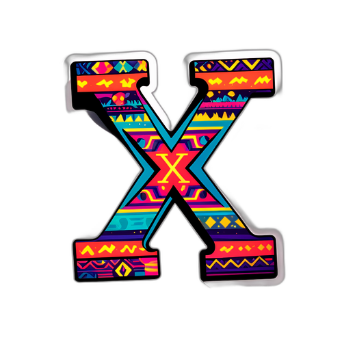 מדבקה בעיצוב X צבעוני