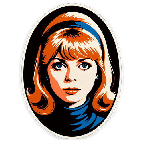 Sticker für Marianne Faithfull: Retro-Design mit stilisierter Darstellung von Marianne Faithfull und ikonischen 60er-Jahre-Elementen