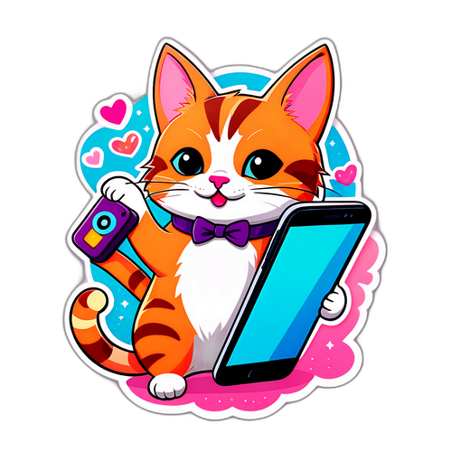 Грайливий кіт з смартфоном