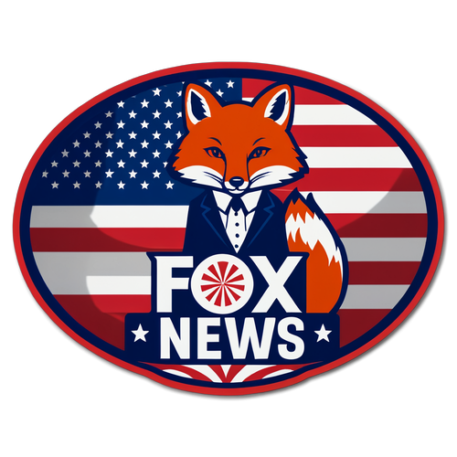 Vanhanaikainen Fox News -tarra Yhdysvaltain lippumotiivilla