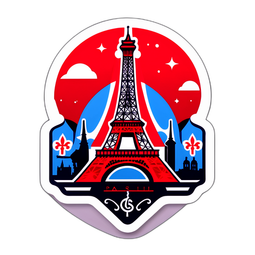 סטיקר מעוצב לפ.ס.ז עם סמל הקבוצה מול מגדל איiffel