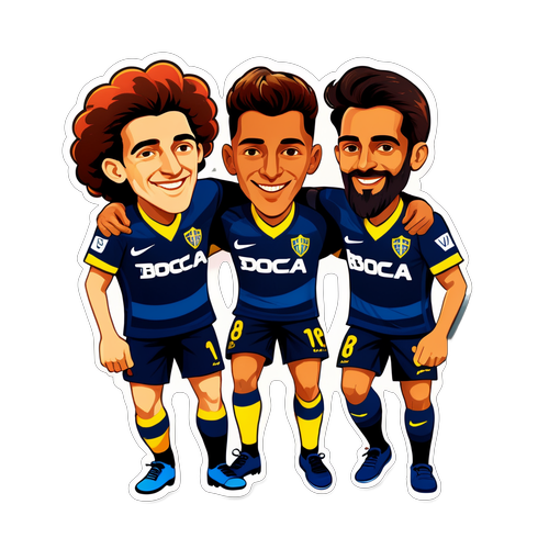 Ilustración alegre de los protagonistas de Boca Juniors