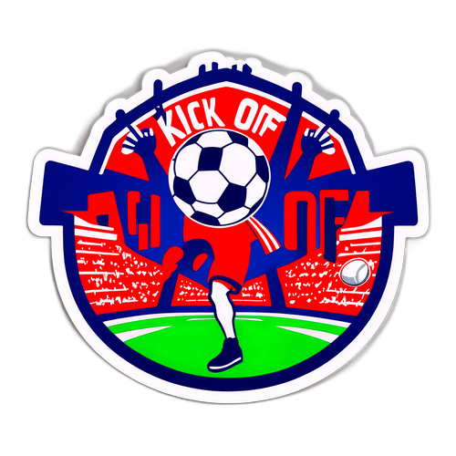 Футбольный стадион с надписью "Начало!"