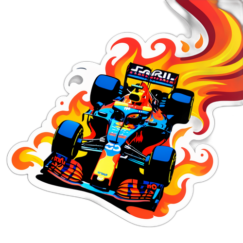 Autocolant dinamic cu Max Verstappen în acțiune pe pista de Formula 1