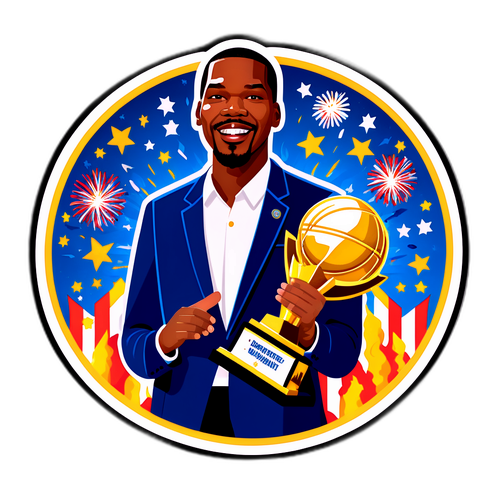 Ilustração de Kevin Durant recebendo um prêmio