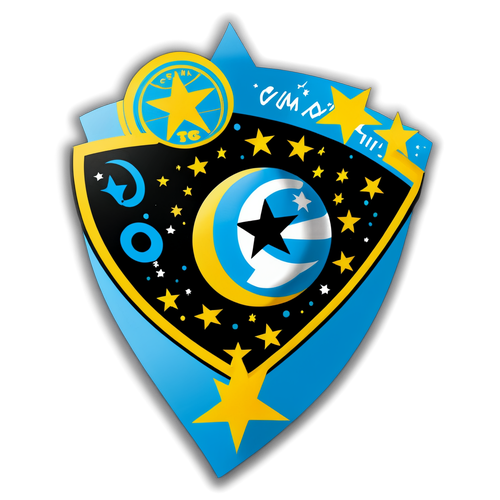 Diseño del logo del Grêmio con estrellas y una bandera