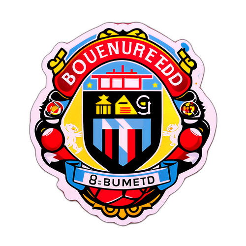 Nálepka "Man United vs Bournemouth" s barevnými prvky