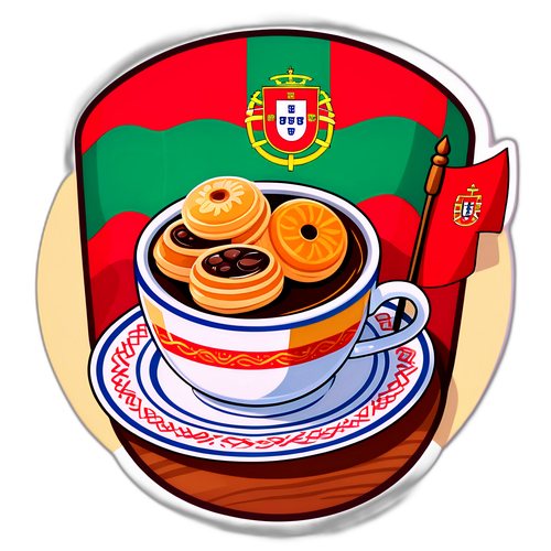 Sjov klistermærke af portugisisk kaffekop