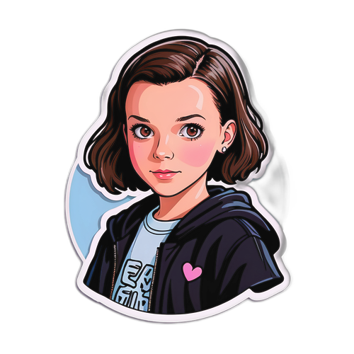 Стикер с Милли Бобби Браун в стиле молодежного аниме