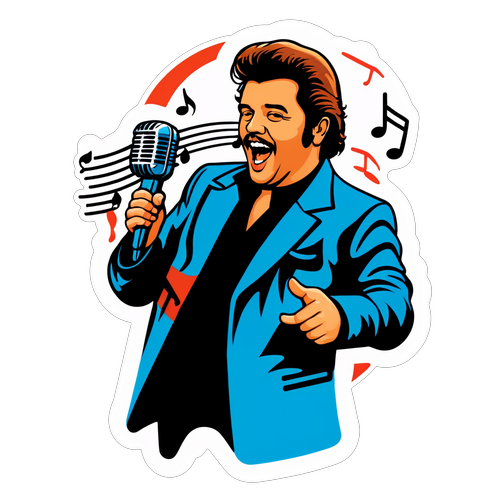 Andre Hazes in de Spotlight: Ontdek het Retro Microfoon Sticker die je Muziekdromen Waarmaakt!