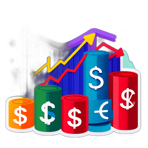 Gráfico que muestra tasas de interés a plazo fijo de bancos con íconos de dinero y gráficos ascendentes, destacando la rentabilidad.