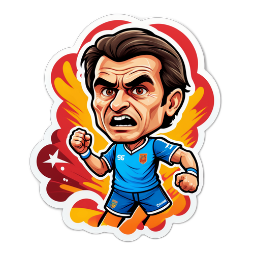 Caricatură a lui Petre Grigoraș într-un meci