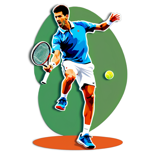 Minimalist-Aufkleber von Djokovic in dynamischer Pose