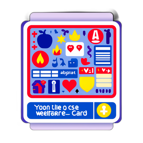 สติกเกอร์บัตรสวัสดิการรัฐที่มีสีสันสดใส