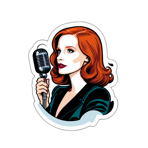 Design di un adesivo con Jessica Chastain a tema glamour cinematografico