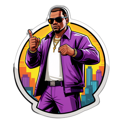 Stiker Gaya Retro Karakter Ikonik GTA 6