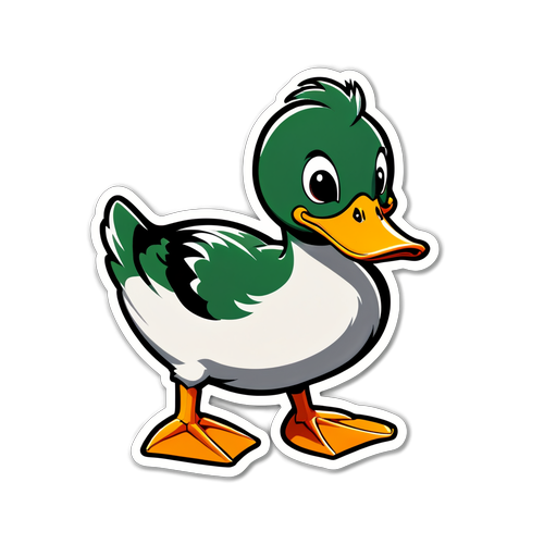 Sticker con diseño animado de un pato en colores de Fulham