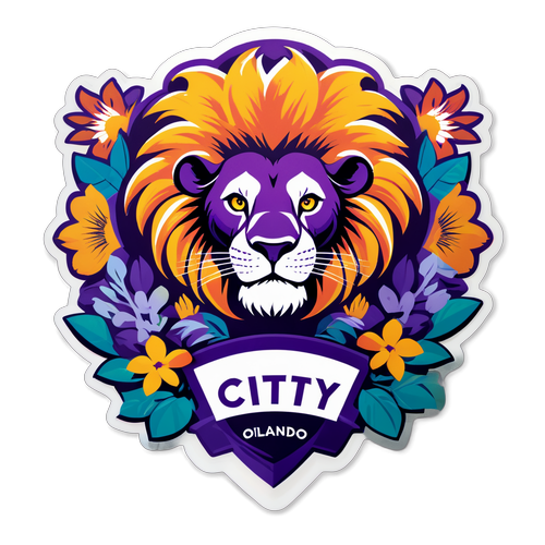 Adesivo de Orlando City com Leões e Elementos Florais