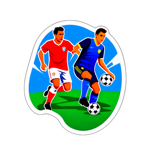 Σχέδιο αυτοκόλλητου που τονίζει την ένταση ενός αγώνα ποδοσφαίρου