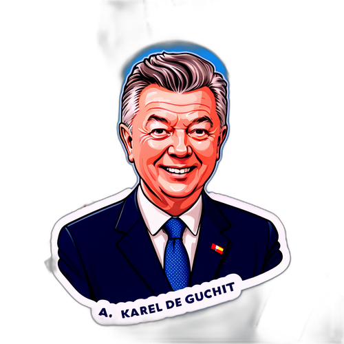 Speelse afbeelding van Karel De Gucht in diplomatiek gesprek