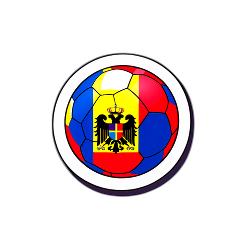 Autocolant cu fotbal și tricolorul românesc