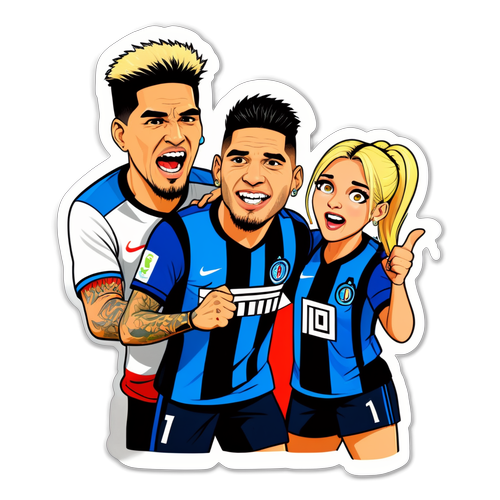 Sticker de comedia futbolística con Icardi, China Suárez y Wanda Nara