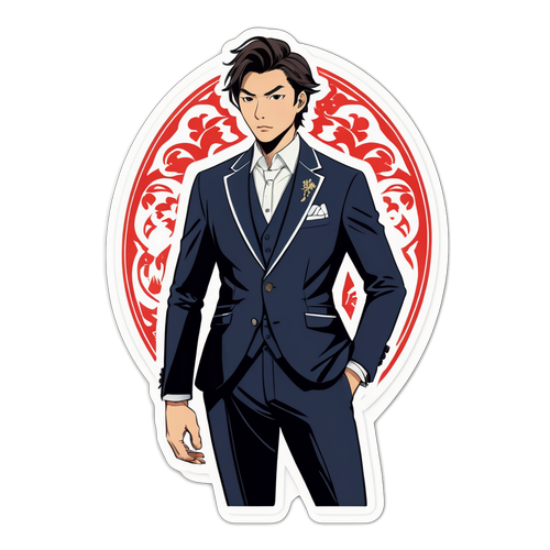 ダンディなポーズのゴードン前田ステッカー