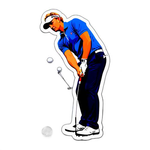 Vibrerande klistermärke av Luke Donald i klassisk golfställning