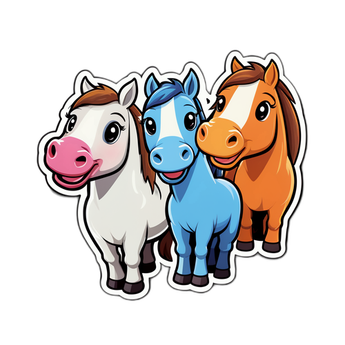 可爱的马匹贴纸
