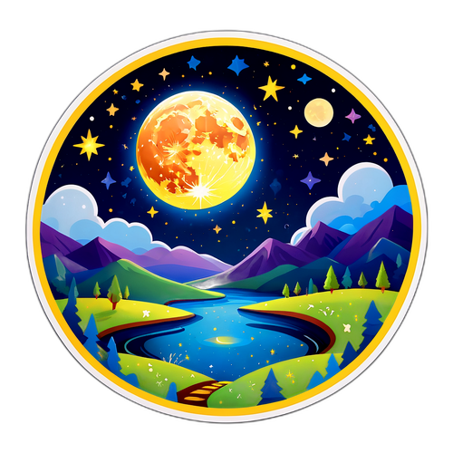 Aufkleber mit strahlendem Vollmond im Februar