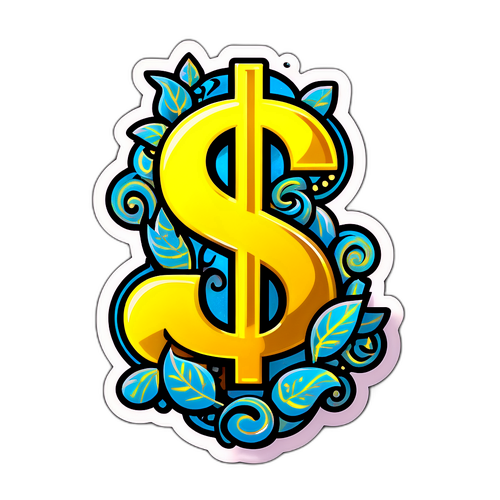 Whimsical Golden Dollar Sign Sticker