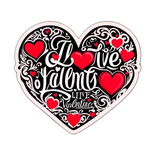 Taiteellinen ystävänpäivädesign rakkausaiheisilla sitaatilla ja koristeellisilla sydämillä