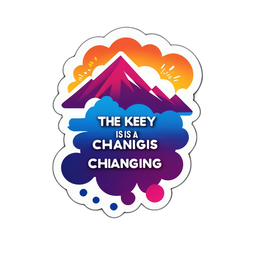 Стикер с градиентом и текстом 'Ключевая ставка меняется - и вам следует тоже!'