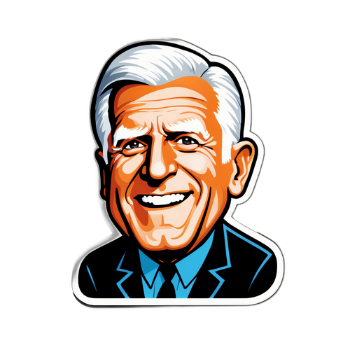 Humorous Leslie Nielsen Caricature Sticker