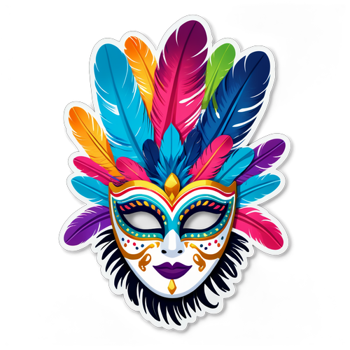 Kleurrijke Masker met Veren