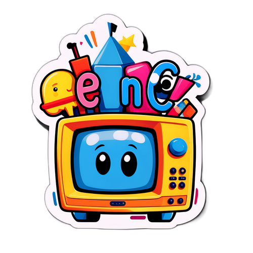 Sticker di un TV Giocoso