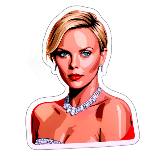 Sticker de Charlize Theron en un estilo artístico