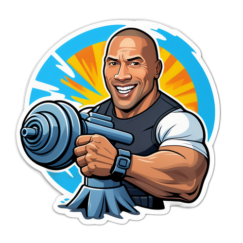 Autocol cu caricatura lui Dwayne Johnson alimentând o turbină de energie