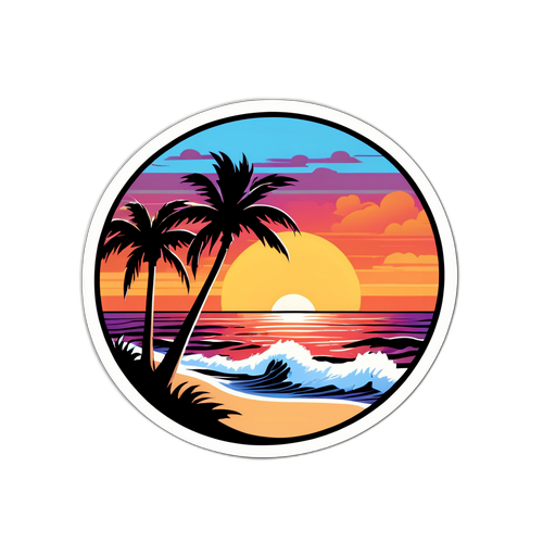 Design d'un autocollant de Daytona Beach au coucher de soleil