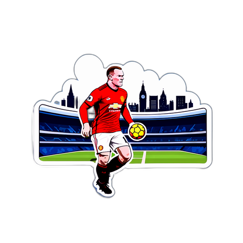 Adesivo di Wayne Rooney con skyline britannico