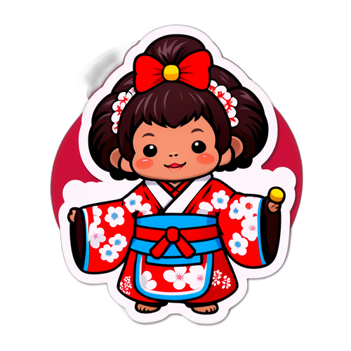 モンチッチの着物を着たキャラクター