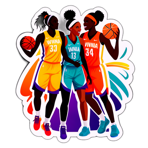 Masayang Sticker ng Basketball kasama ang mga Manlalaro ng WNBA