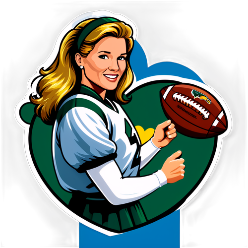 Football Heart Motif Sticker of Love