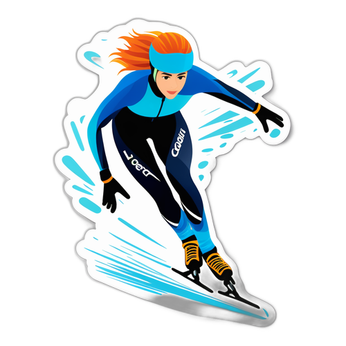 Elävä stickeri Jutta Leerdamista pikaluistelussa
